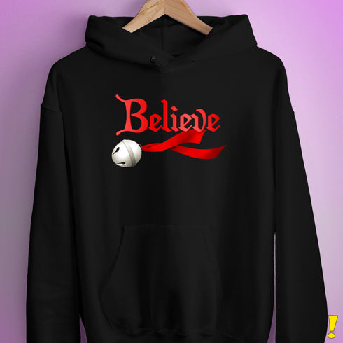 Believe Jingle Bell  Hoodie - Black